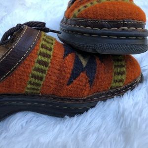 Born Aztec print wool and leather mules